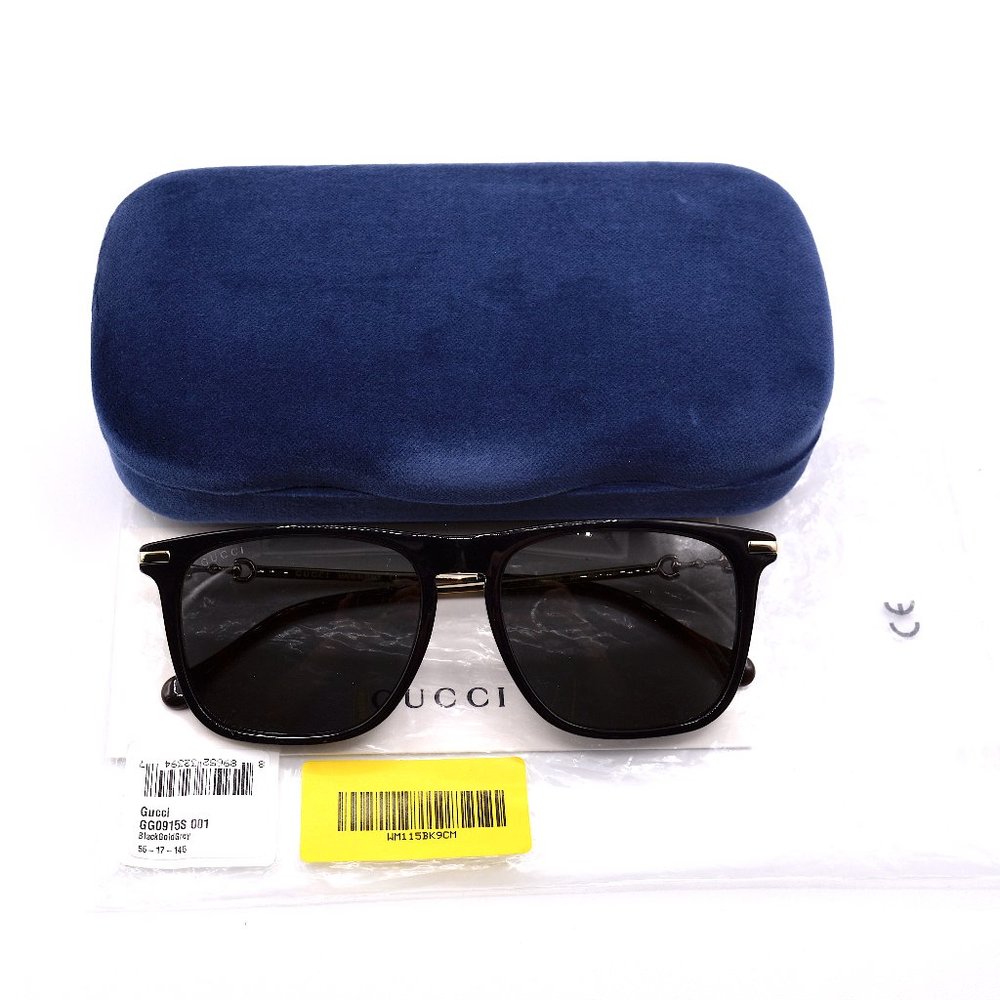 NEW GUCCI GG0915S 001 BLACK GOLD GREY AUTHENTIC SUNGLASSES - Picture 11 of 11